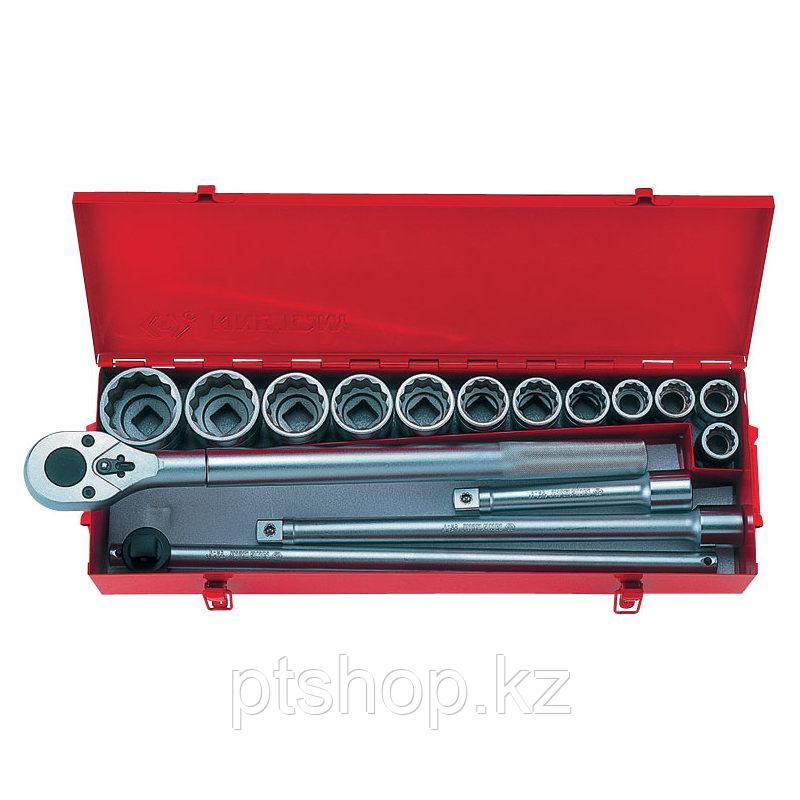 KING TONY Набор торцевых головок с принадлежностями 3/4", двенадцатигранные, 21-50 мм, 16 предметов KING TONY