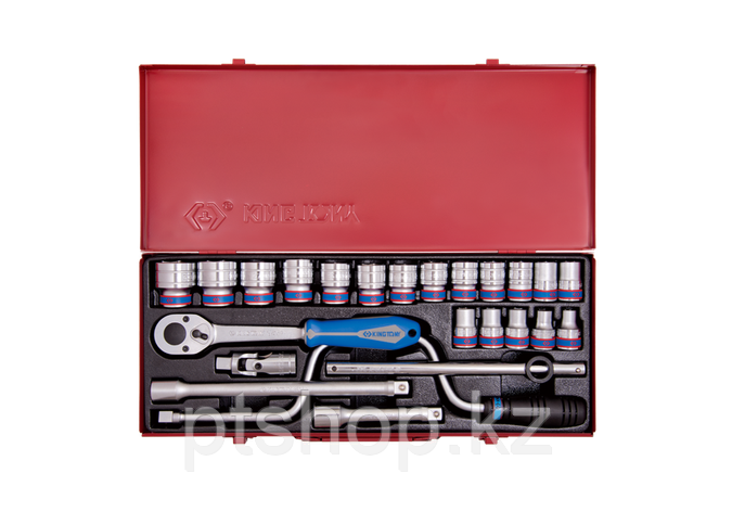 KING TONY Набор торцевых головок с принадлежностями 1/2", шестигранные, 10-32 мм, 24 предмета KING TONY 4325MR, фото 1