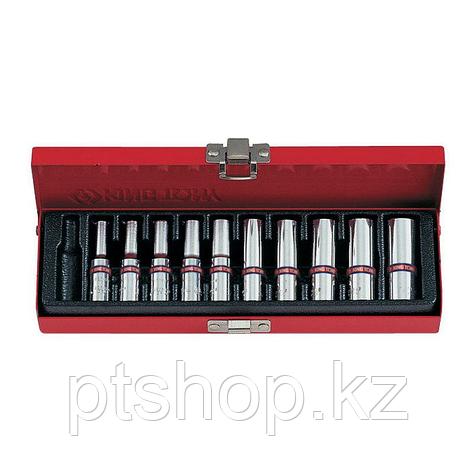 KING TONY Набор глубоких торцевых головок 1/4", шестигранные, 5/32"-1/2", 10 предметов KING TONY 2510SR, фото 1