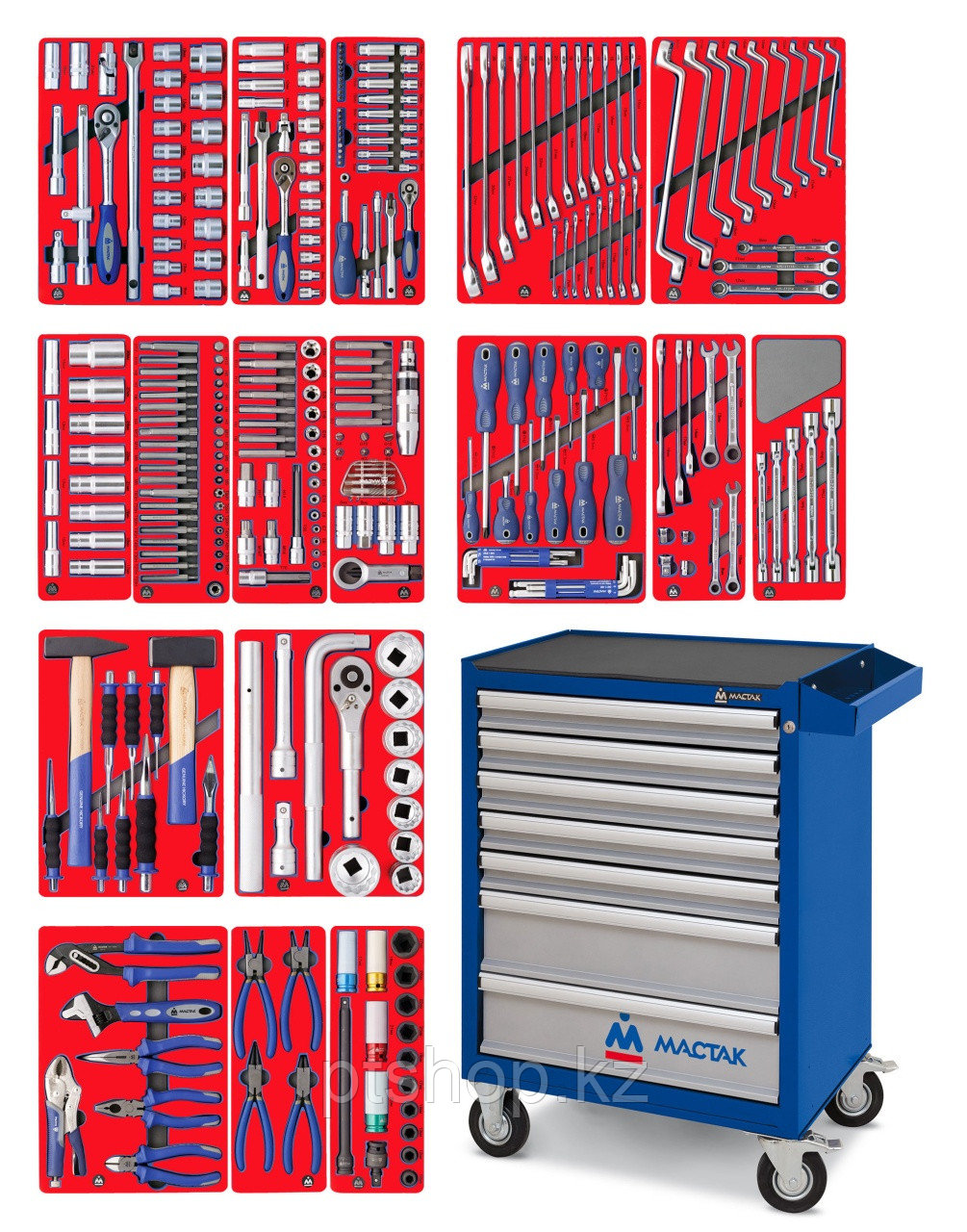 МАСТАК Набор инструментов "ЭКСПЕРТ" в синей тележке, 323 предмета МАСТАК 52-07323B
