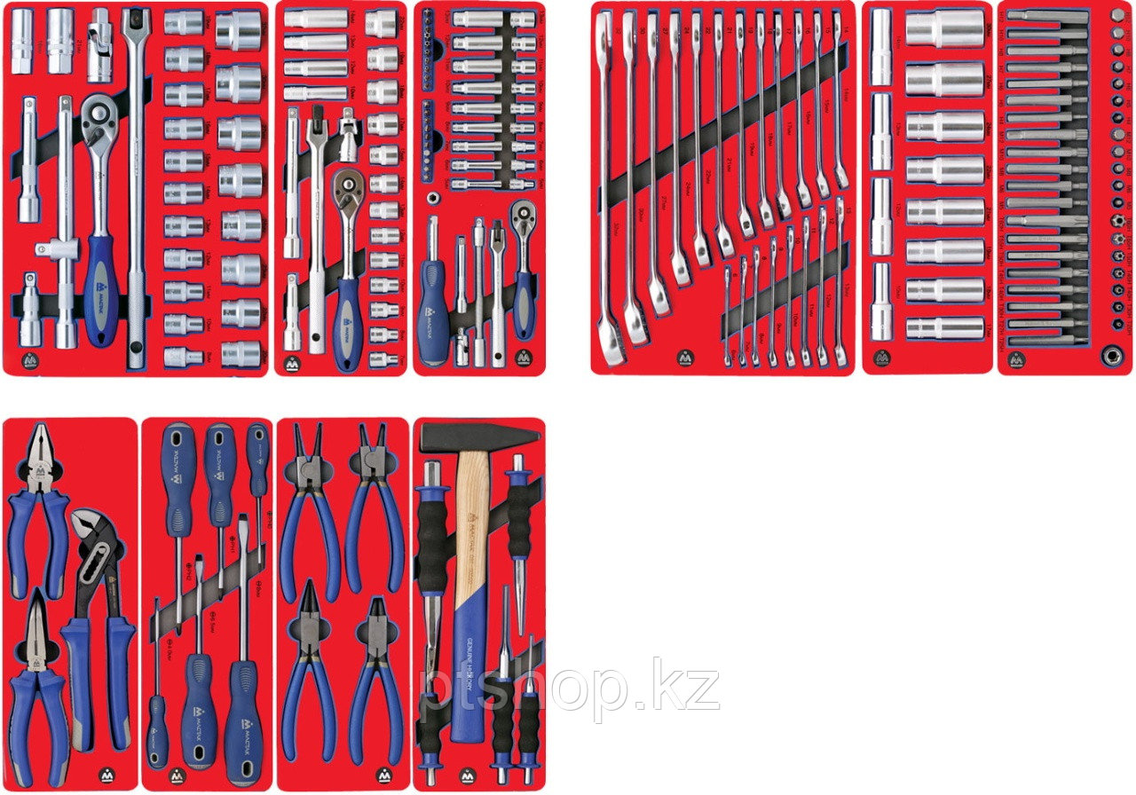 Набор инструментов "СТАНДАРТ" для тележки, 10 ложементов, 186 предметов МАСТАК 5-00186 - фото 1 - id-p110601737