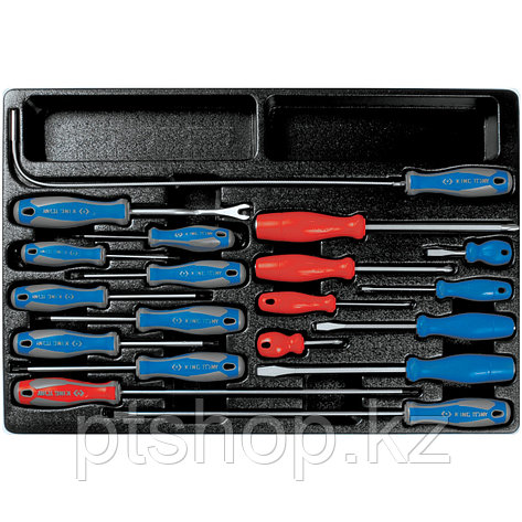 KING TONY Набор отверток, съемник клипс и гибкий магнит, ложемент, 19 предметов KING TONY 9-31919MR, фото 1