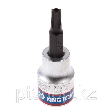 KING TONY Насадка (бита) торцевая 3/8", Torx, T27, L = 50 мм, с отверстием KING TONY 302727, фото 1
