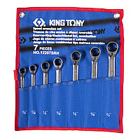 KING TONY Набор комбинированных трещоточных ключей, 3/8"-3/4", чехол из теторона, 7 предметов KING TONY