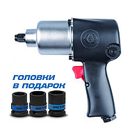 KING TONY Гайковерт пневматический ударный 1/2", 678 Hм, в комплекте 3 торцевые головки KING TONY P33421-040B