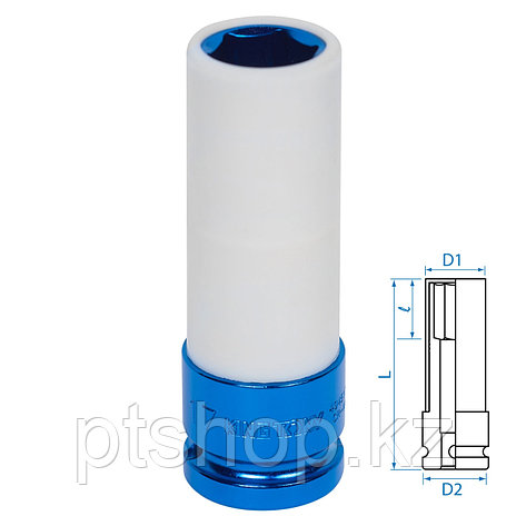 KING TONY Головка торцевая ударная глубокая 1/2", 17 мм, тонкостенная, пластиковая защита KING TONY 494517MX, фото 1