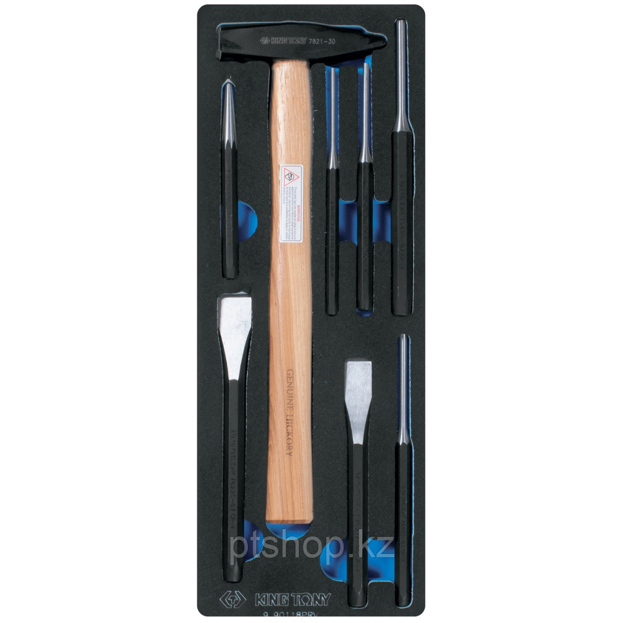 KING TONY Набор зубил, выколоток, кернеров с молотком, ложемент, 8 предметов KING TONY 9-90118PRV