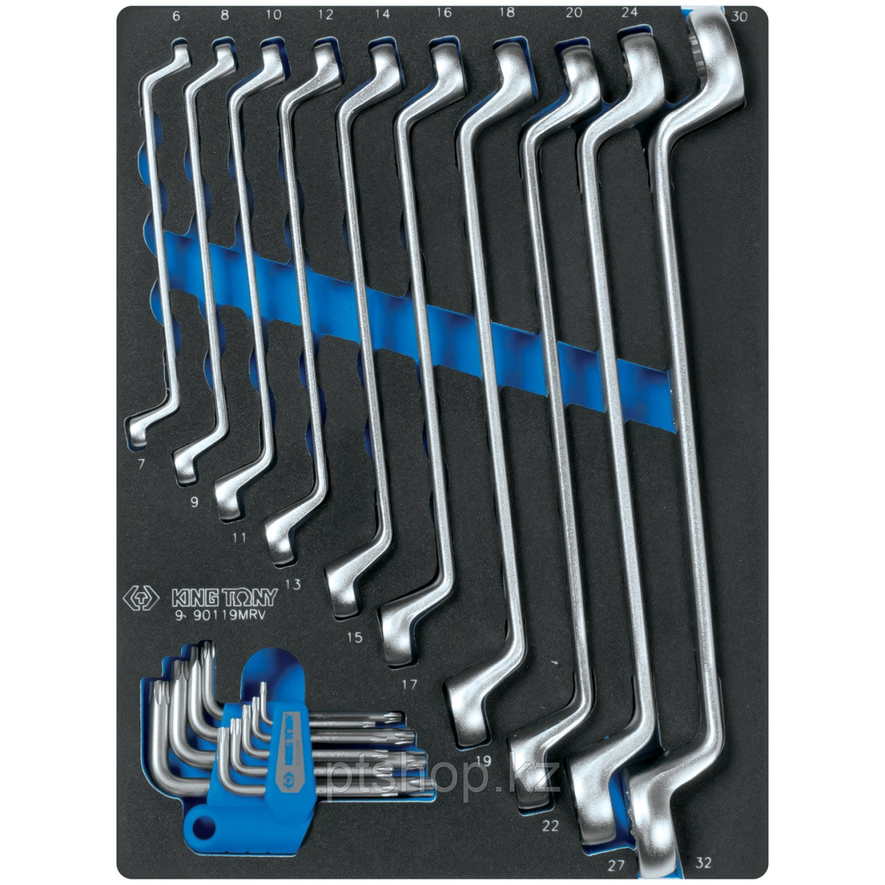 KING TONY Набор накидных ключей и Torx L-образных, ложемент, 19 предметов KING TONY 9-90119MRV