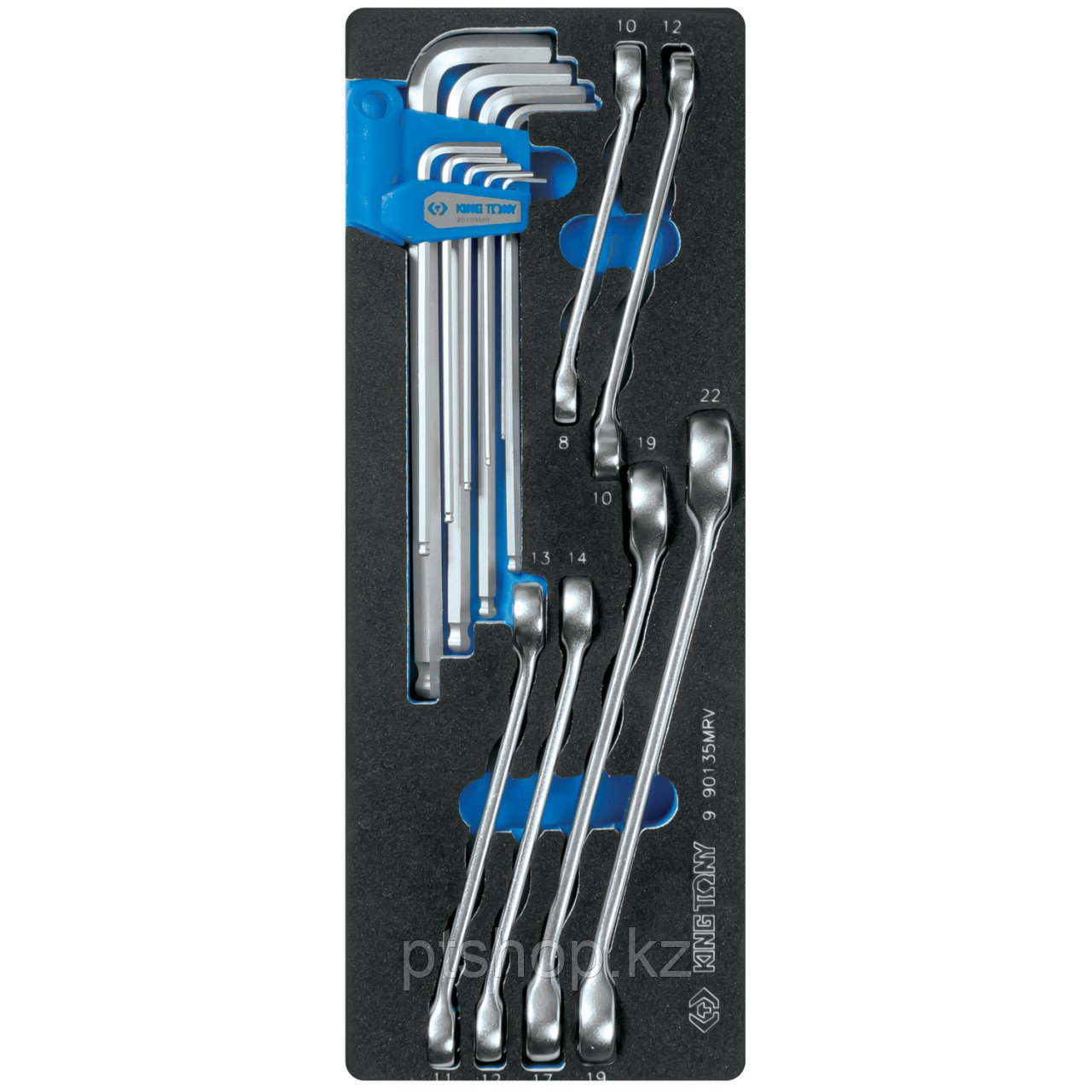 KING TONY Набор разрезных ключей и шестигранники Г-образные, ложемент, 15 предметов KING TONY 9-90135MRV
