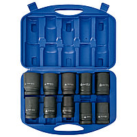 МАСТАК Набор глубоких торцевых головок 1", шестигранные, 21-41 мм, для мультипликатора,  10 предметов МАСТАК