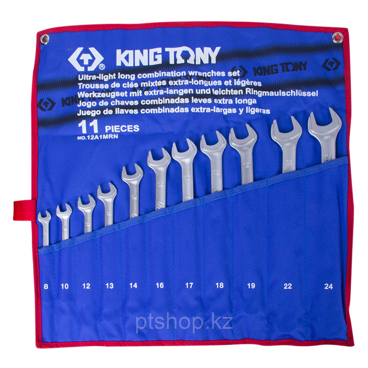 KING TONY Набор комбинированных удлиненных ключей, 8-24 мм, чехол из теторона, 11 предметов KING TONY 12A1MRN - фото 1 - id-p110604592