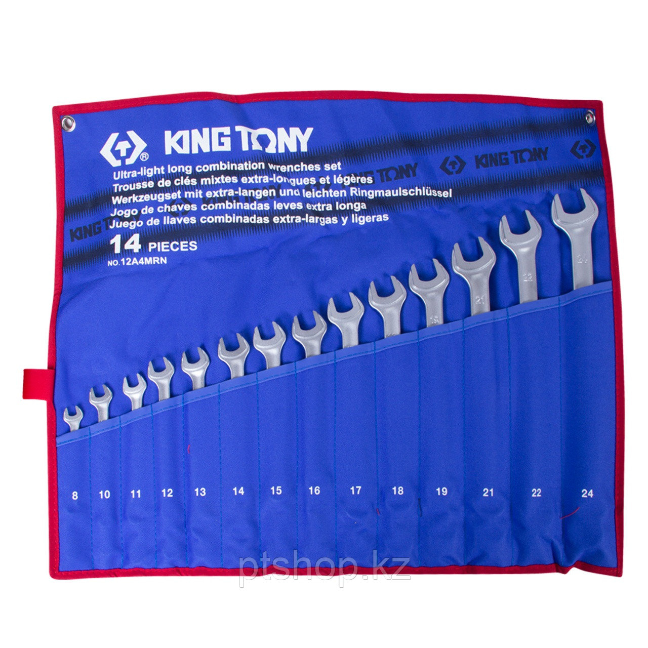 KING TONY Набор комбинированных удлиненных ключей, 8-24 мм, чехол из теторона, 14 предметов KING TONY 12A4MRN - фото 1 - id-p110604593