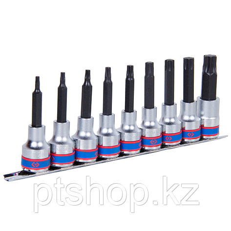 KING TONY Набор торцевых насадок 1/2", Torx, Т20-Т60 мм, L = 80 мм, 9 предметов KING TONY 4119PR10, фото 1