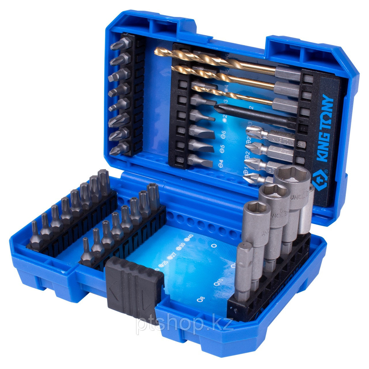 KING TONY Набор вставок (бит) 1/4", PH, PZ, Hex, Torx, Slotted, Square, сверла, 45 предметов KING TONY 1045MR