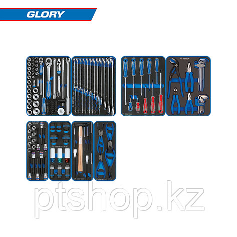 KING TONY Набор инструментов "GLORY" для тележки, 8 ложементов, 152 предмета KING TONY 9G35-152MRVD, фото 1