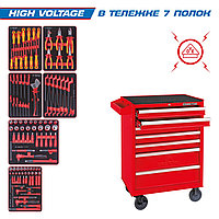 KING TONY Набор инструментов "HIGH VOLTAGE" в красной тележке, 117 предметов KING TONY 934-117MRVE