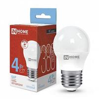 Лампа светодиодная LED-ШАР-VC 4Вт шар 6500К холод. бел. E27 380лм 150-275В IN HOME 4690612030616
