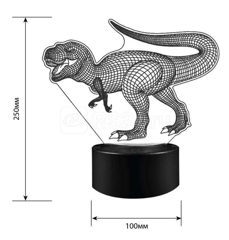 Светильник светодиодный настольный NL-405 "Динозавр" 3Вт RGB USB ночник фиолет. Camelion 14563 - фото 9 - id-p110614625