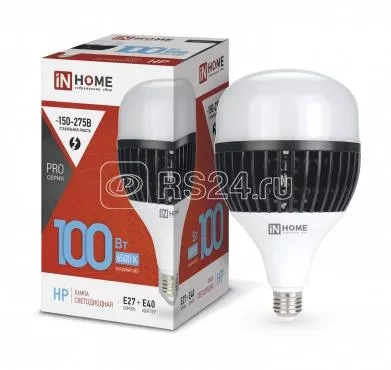 Лампа светодиодная LED-HP-PRO 100Вт грушевидная 6500К холод. бел. E27 9500лм 150-275В с адаптером E40 бел. IN - фото 1 - id-p110613190