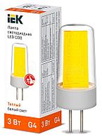 Лампа светодиодная COB 3Вт капсула 3000К G4 230В керамика IEK LLE-COB-3-230-30-G4