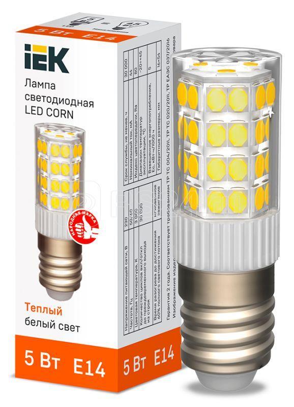 Лампа светодиодная CORN 5Вт капсула 3000К E14 230В керамика IEK LLE-CORN-5-230-30-E14 - фото 1 - id-p110613220