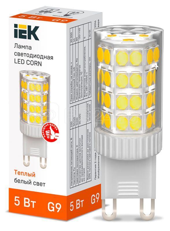Лампа светодиодная CORN 5Вт капсула 3000К G9 230В керамика IEK LLE-CORN-5-230-30-G9 - фото 1 - id-p110613222