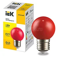 Лампа светодиодная декор. G45 1Вт шар красн. E27 230В IEK LLE-G45-1-230-R-E27