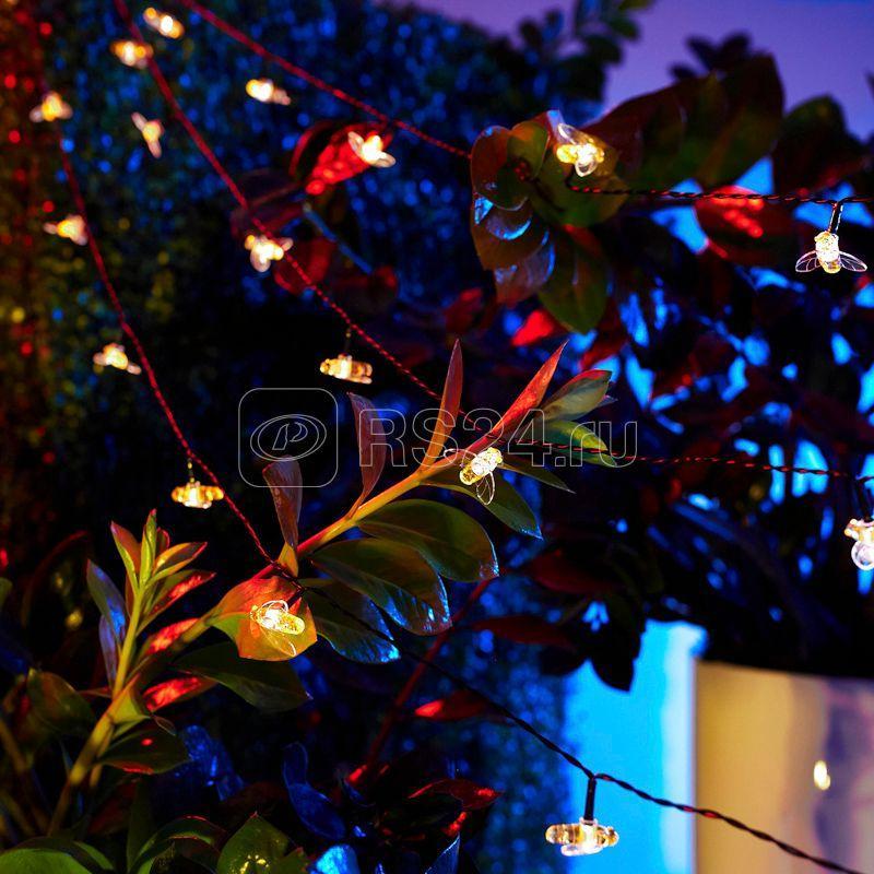 Светильник светодиодный садовый Каскад Янтарные Пчелы 10м IP65 с выносной солнечн. панелью 2м и аккумулятором - фото 2 - id-p110615134