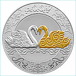 Монета "Лебедь - AQQU" 500 тенге (Серебро 925 с позолотой)