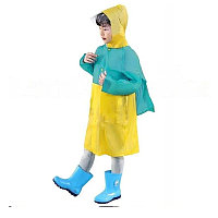 Дождевик детский из непромокаемой ткани с козырьком на капюшоне с складным отсеком для рюкзака YH868 березовый