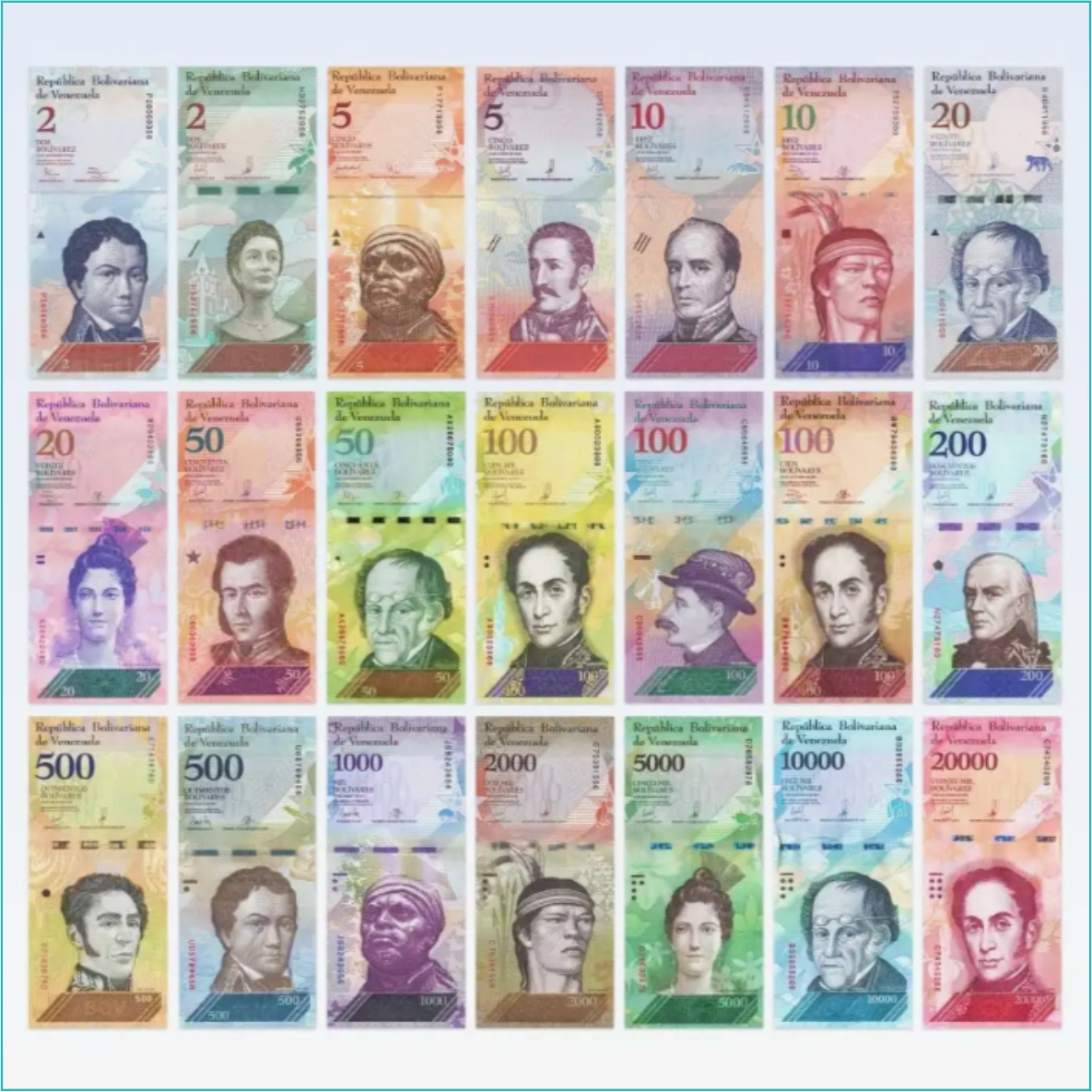 Набор банкнот (Венесуэла) 2007-2018 (21 шт.) - фото 3 - id-p110619826