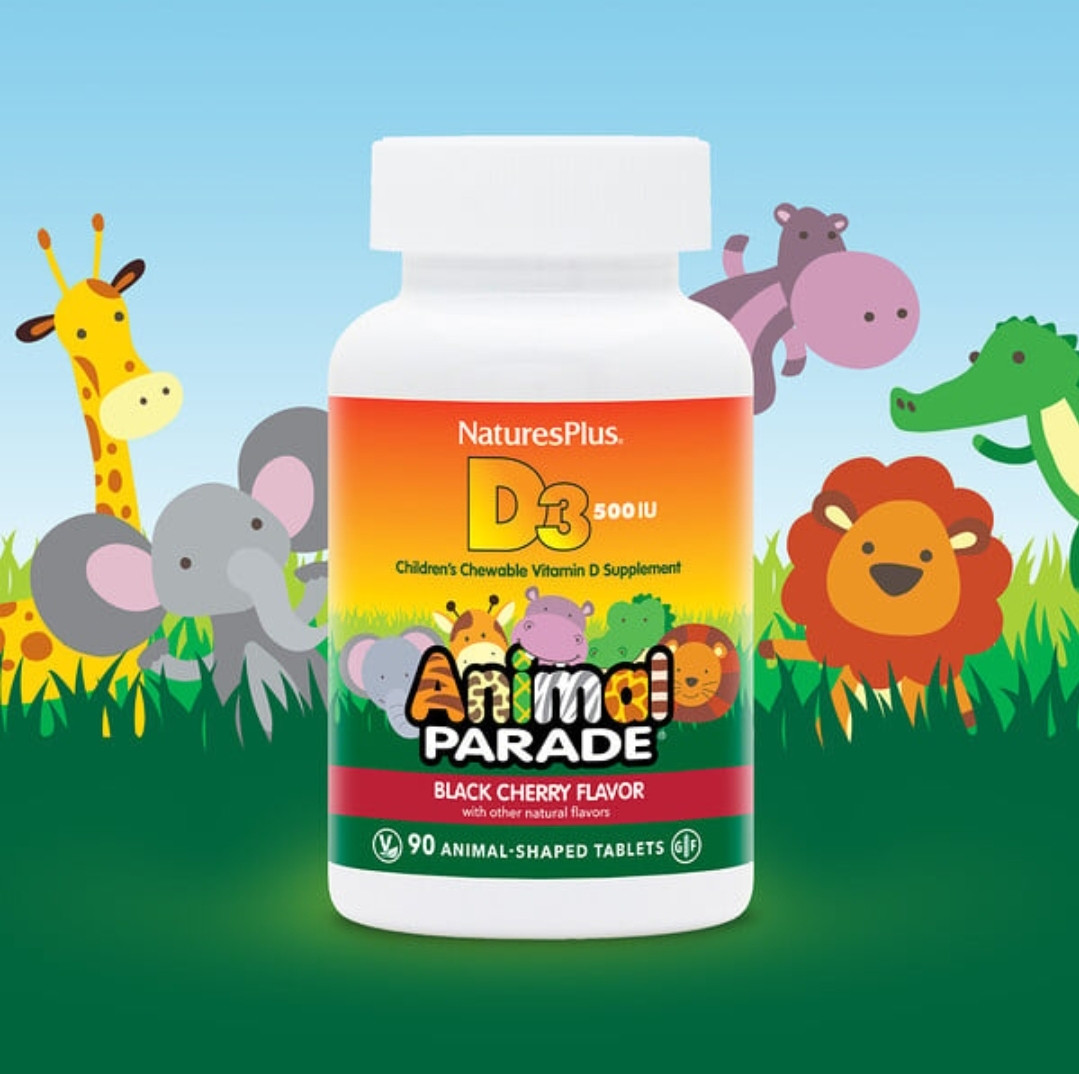 Source of Life, Animal Parade, витамин D3, со вкусом натуральной черешни, 500 МЕ, 90 таблеток в форме животных - фото 1 - id-p94846810