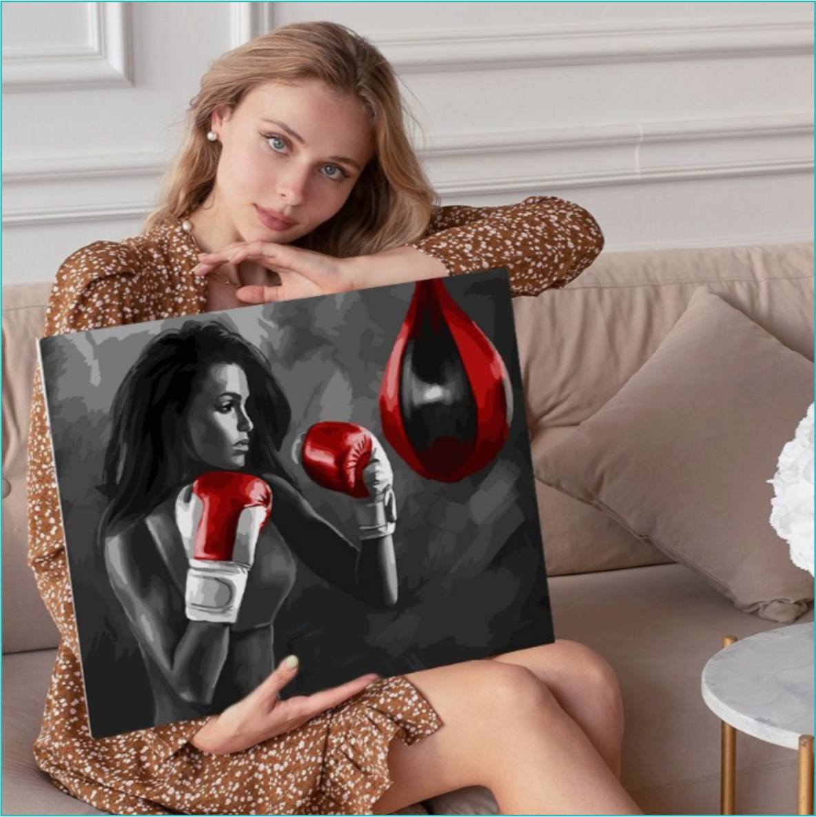 Картина по номерам "Девушка боксерша" (40х50) - фото 4 - id-p110620481