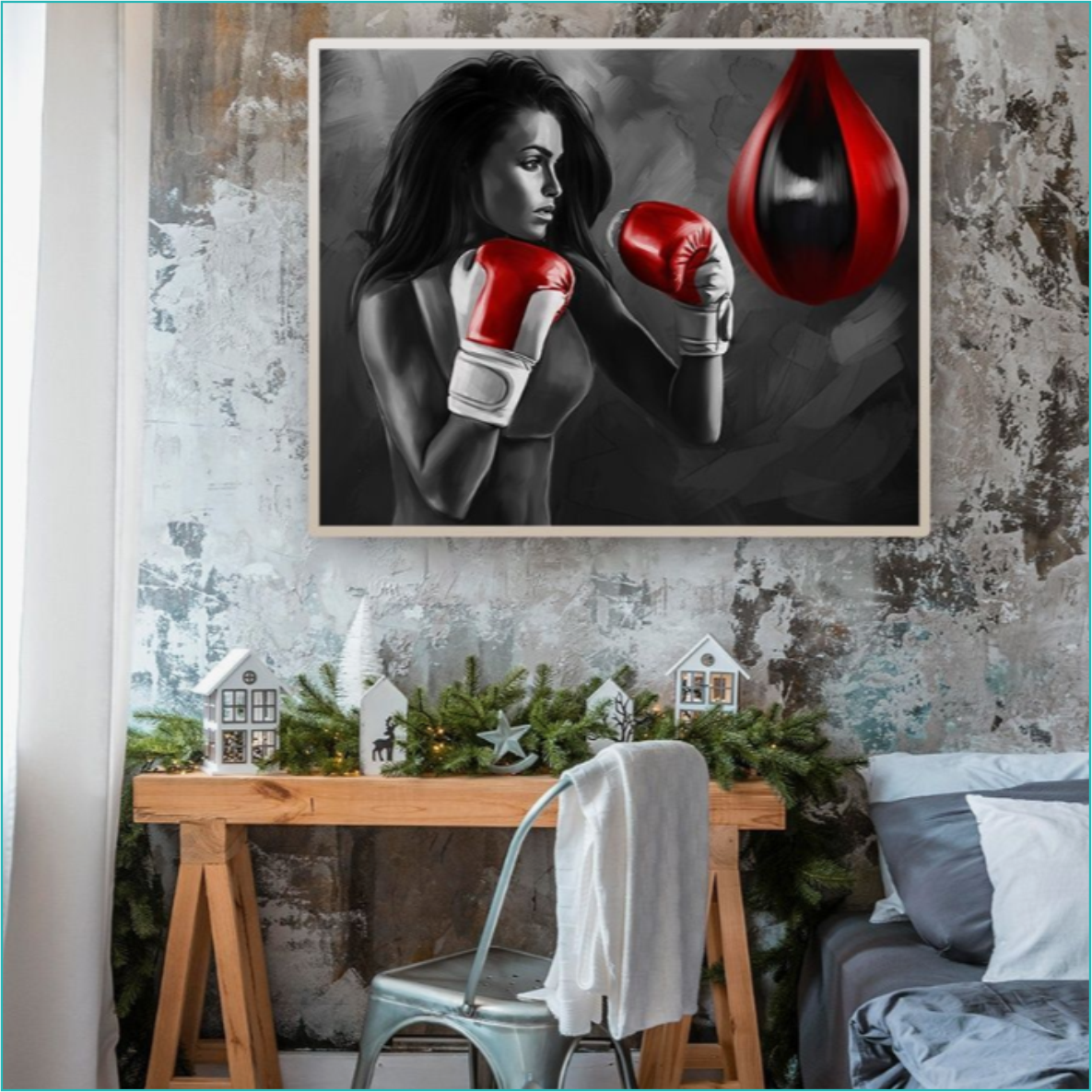 Картина по номерам "Девушка боксерша" (40х50) - фото 7 - id-p110620481
