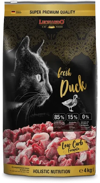 757025 Leonardo fresh Duck & Poultry, беззерновой корм для взрослых кошек утка с птицей, уп.4 кг.