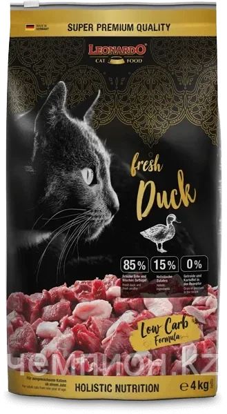 757025 Leonardo fresh Duck & Poultry, беззерновой корм для взрослых кошек утка с птицей, уп.4 кг. - фото 1 - id-p110620693