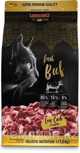 757111 Leonardo fresh Beef & Poultry, беззерновой корм для взрослых кошек, говядина с птицей, уп.1,5 кг.