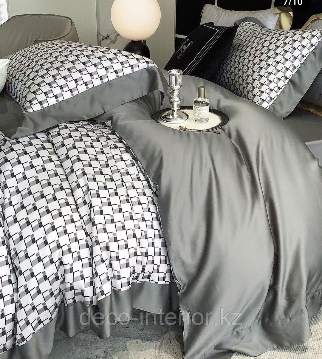 Комплект постельного белья двуспальный из тенселя с геометрическим принтом