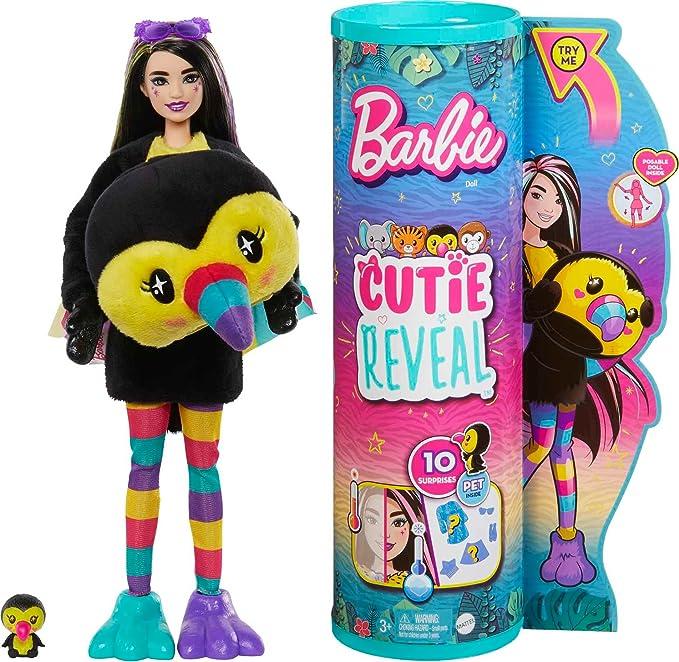 Кукла Barbie Cutie Reveal Jungle Series с плюшевым костюмом тукана, мини-питомцем и аксессуарами