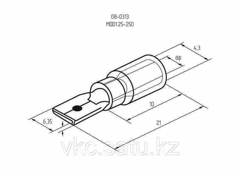 Клемма плоская изол. (штекер) (VM 1.25-250) REXANT 08-0313 - фото 3 - id-p110635032