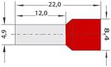 Наконечник штыревой втулочный изолир. (НШВИ F-12мм) 10кв.мм (СЕ100012red) красн. REXANT 08-0831, фото 2