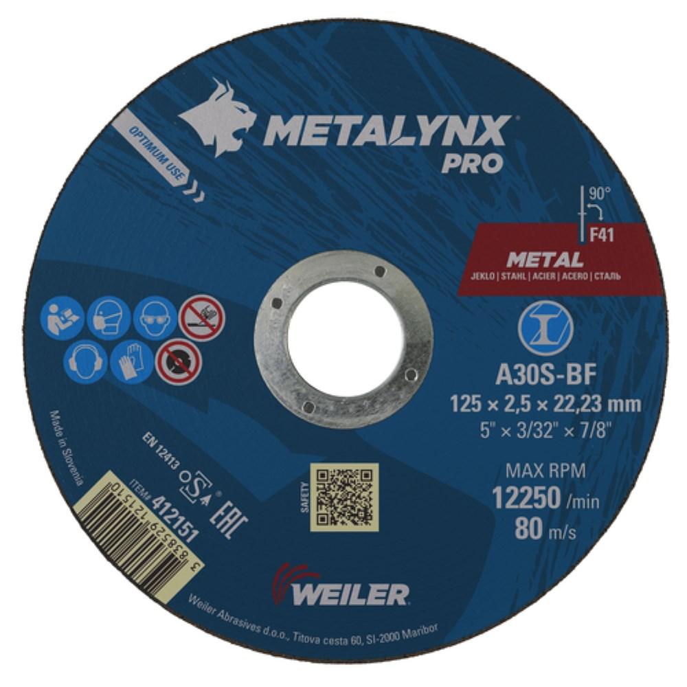 Круг отрезной D125x2,5 Metal A30S-BF Metalynx PRO 412151