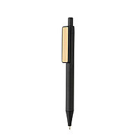 Ручка из переработанного ABS-пластика GRS с бамбуковым клипом, черный; , , высота 14 см., диаметр 1,1 см.,