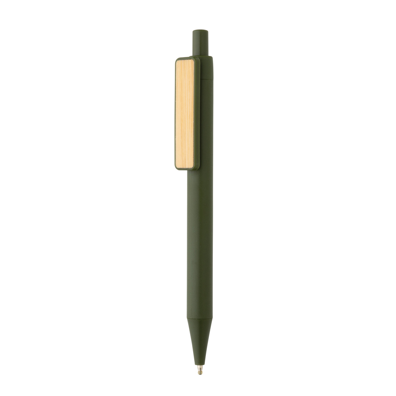 Ручка из переработанного ABS-пластика GRS с бамбуковым клипом, зеленый; , , высота 14 см., диаметр 1,1 см., - фото 1 - id-p110642144
