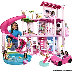 Кукольный домик Barbie для вечеринки у бассейна с 3-х сюжетной горкой Dreamhouse