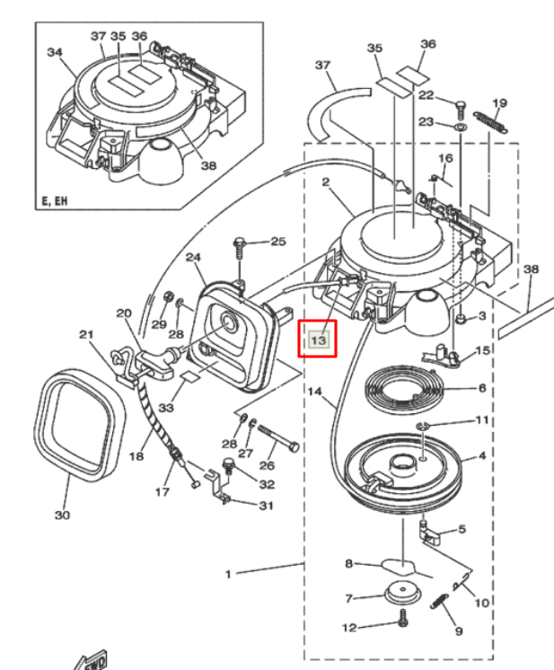 Втулка на кикстартере Yamaha Y 9.9-15 63V1576400