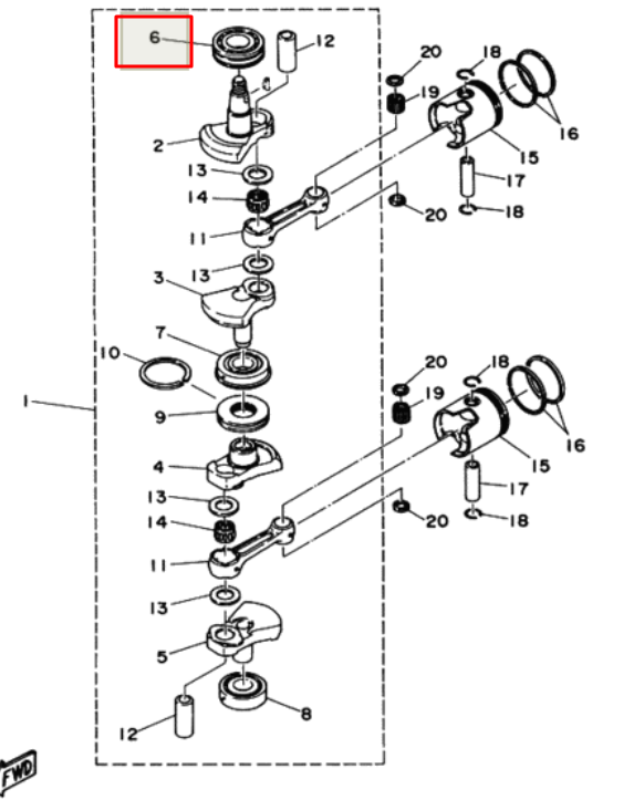 Подшипник низ коленвала Yamaha ASTIKA Y 40-50-60-70 \ Y 25 одинаковый с 93306306V5 93306306V1 - фото 1 - id-p109568715