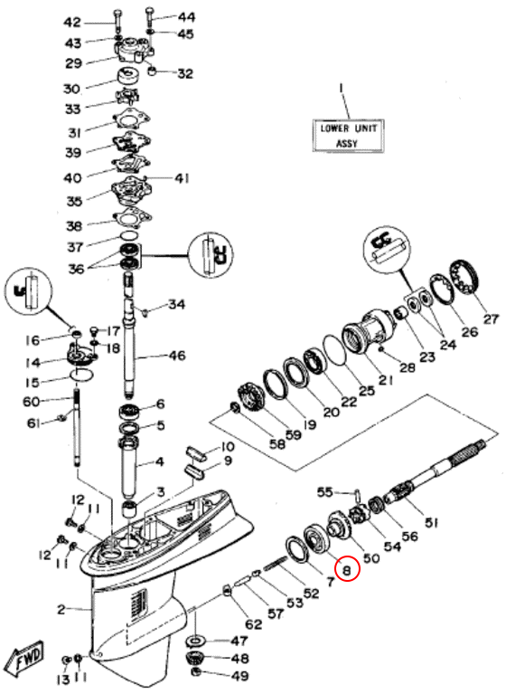 Конусный подшипник горизонтального вала Yamaha ASTIKA Y 40 9333200003