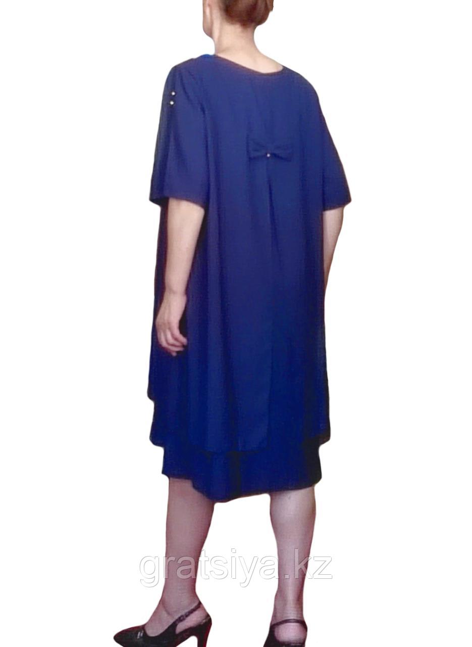 Женское Вечернее Платье Трапеция Миди Синее и Бирюзового цвета 50-54 размера - фото 6 - id-p96645227