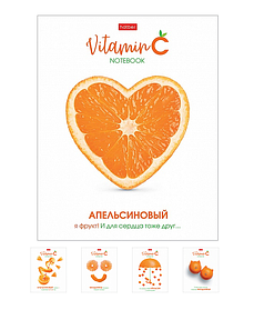 Тетрадь , 48л, А5, клетка, лак, на скобе, серия "Vitamin C"